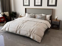 سرير مزدوج رمادي غامق مع خشبي -موديل BD03