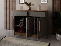 خزانة احذية رمادي غامق مع خشبي -موديل JZ01