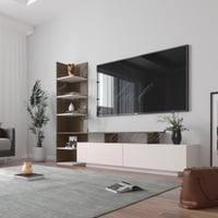 طاولة تلفزيون بني مع ابيض - موديل Panella