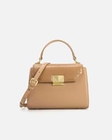 شنطة نسائية من الجلد بلون بني فاتح