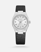 ساعة نسائية جلد بلون أسود