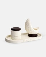 طقم مبخرة وعلبة للبخور بلون بيج