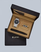 طقم هدايا رجالي من ساعة وكبك وقلم