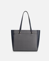 طقم شنطة نسائية من الجلد بلون أزرق