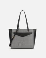 طقم شنطة نسائية من الجلد بلون أسود