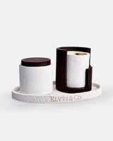 طقم مبخرة وعلبة بخور بلون أبيض وبني