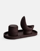 طقم مبخرة وعلبة بخور بلون بني غامق