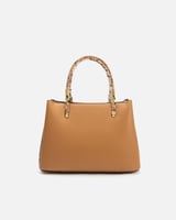 شنطة نسائية من الجلد بلون بني فاتح