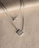 Double-layer necklace design in silver color