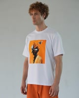 تي شيرت رجالي قطن بلون أبيض وأورنج