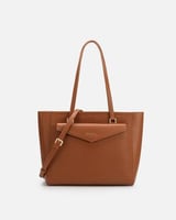 طقم شنطة نسائية من الجلد بلون بني