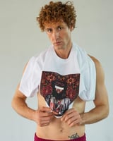 تي شيرت رجالي قطن بلون أبيض وعودي