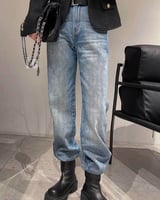 بنطلون جينز نسائي بتصميم أنيق بلون أزرق