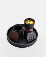 طقم مبخرة وعلبة بخور بلون أسود وبني