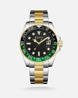 ساعة رجالية باللون الفضي والذهبي