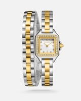 ساعة نسائيه من الستيل بلون فضي وذهبي من الفــــي