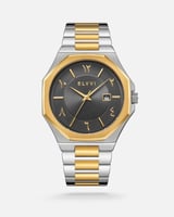ساعة رجالية ستيل بلون فضي وذهبي