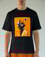 تي شيرت رجالي قطن بلون أسود وأورنج