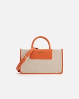 شنطة نسائية مميزة بلون أورنج وبيج