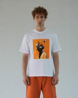 تي شيرت رجالي قطن بلون أبيض وأورنج