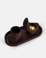 طقم مبخرة وعلبة بخور بلون بني غامق