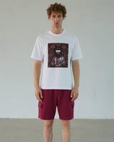 تي شيرت رجالي قطن بلون أبيض وعودي