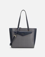 طقم شنطة نسائية من الجلد بلون أزرق