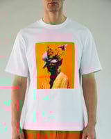 تي شيرت رجالي قطن بلون أبيض وأورنج