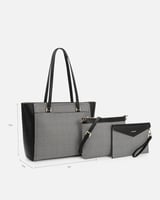 طقم شنطة نسائية من الجلد بلون أسود