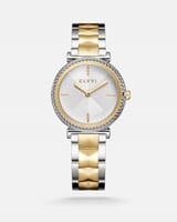 ساعة نسائيه ستيل بلون فضي وذهبي