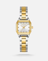 ساعة نسائيه من الستيل بلون فضي وذهبي من الفــــي