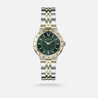 ساعه نسائيه من الستيل باللون الفضي و الذهبي بتصميم...