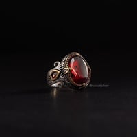 خاتم رجالي فضة عيار 925 - حجر اونكس أحمر