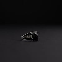 خاتم رجالي فضة عيار 925 - حجر زركون أسود