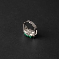 خاتم فضة رجالي ملكي مقبض- اخضر مخطط