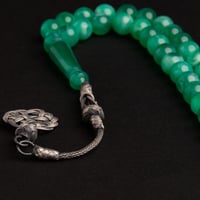 سبحة بكالايت طربزون فضة - أخضر زجاجي