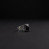 خاتم رجالي فضة عيار 925 - حجر زركون أسود