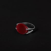 خاتم ملكي مقبض فضة عيار 925 - عنابي