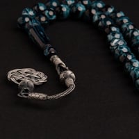 سبحة بكالايت طربزون فضة - تركوازي مخلوط