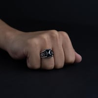 خاتم رجالي فضة عيار 925 - حجر زركون أسود