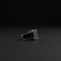 خاتم رجالي فضة عيار 925 - حجر اونكس أسود