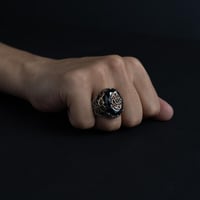 خاتم رجالي فضة عيار 925 - حجر زركون أسود