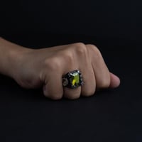 خاتم رجالي فضة عيار 925 - حجر زركون أخضر فاتح