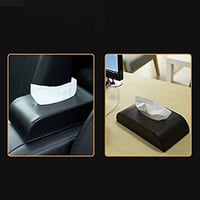 صندوق مناديل ورقية للسيارة من الجلد الفاخر (اسود)