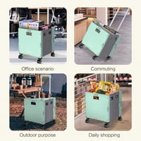 عربة تسوق قابلة للطي بسعة 35 كجم مع عجلات دوارة 36...