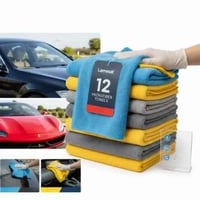 12 مناشف سيارات مايكروفايبر متعددة الاستخدامات: تن...