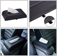 صندوق مناديل ورقية للسيارة من الجلد الفاخر (اسود)