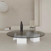 طاولة قهوة دائرية، باربع اشكال هندسية - 100 سم