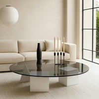 طاولة قهوة دائرية، باربع اشكال هندسية - 100 سم