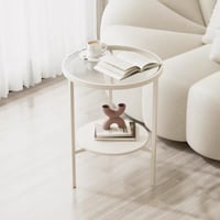 طاولة بيضاء - رفين